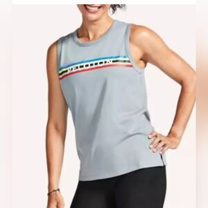 Peloton Gray Tank Top with Colorful Stripes. Size M